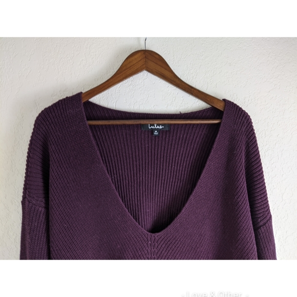 Lulu's Feel It Still Plum Purple Knit Sweater - Picture 6 of 7